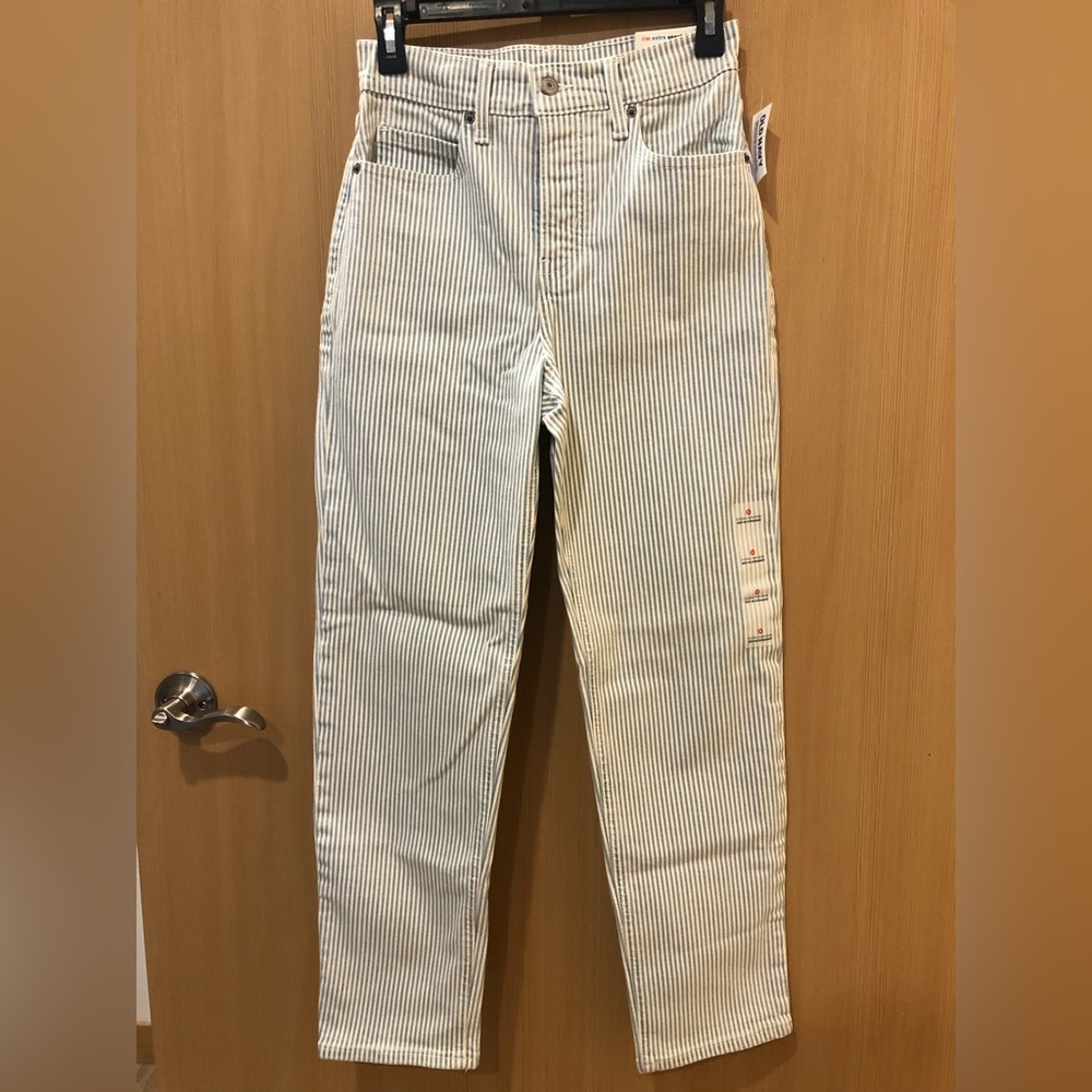 Old Navy Sky-Hi Straight Jeans in Blue/White Pinstripe (NWT)